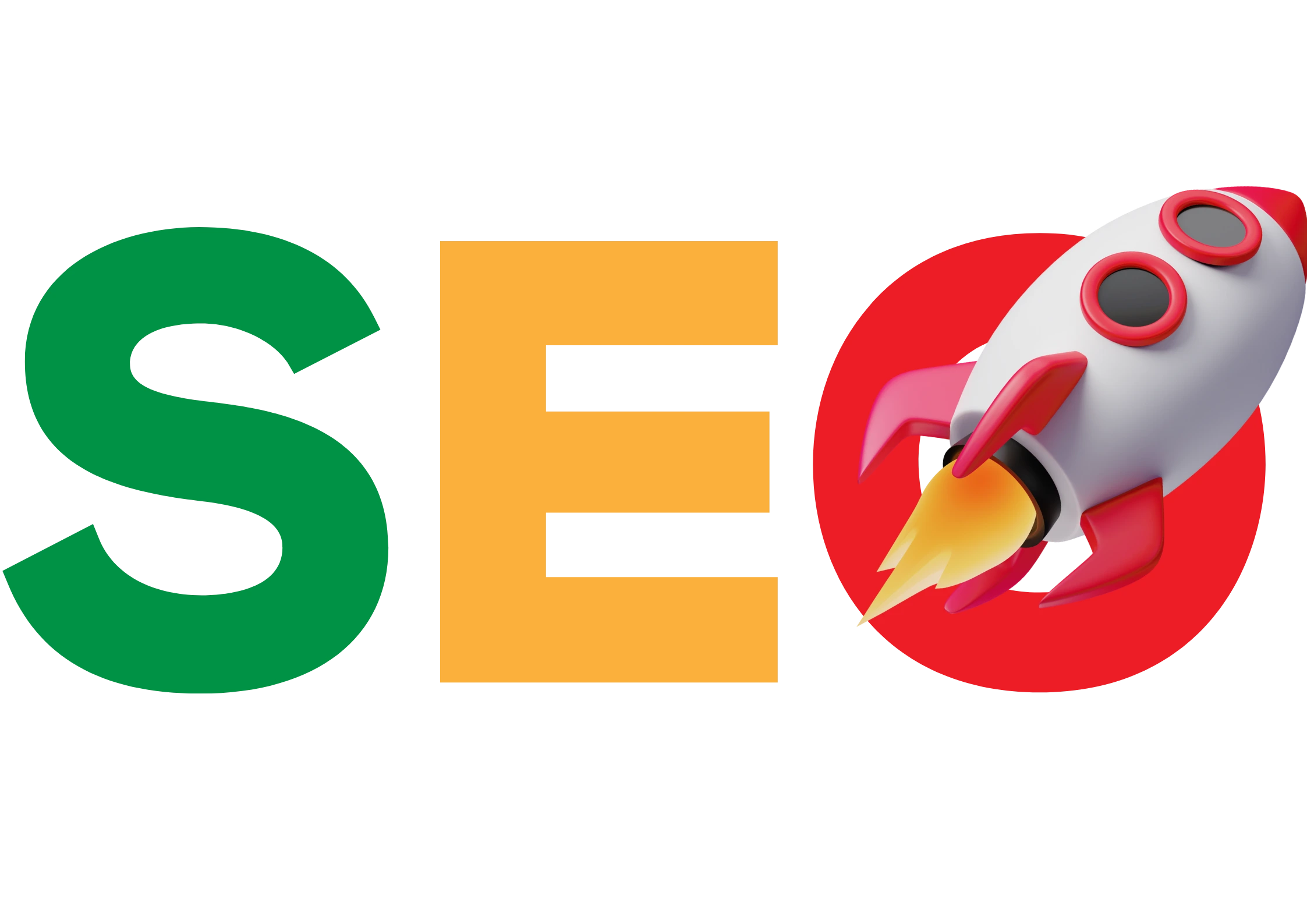 SEO graphic with a rocket symbolizing increased search ranking